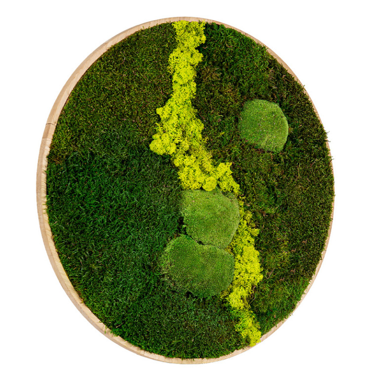 Mosschilderij Rond 100 cm Ongelakt Eiken - Uppsala Lentegroen - Zijaanzicht