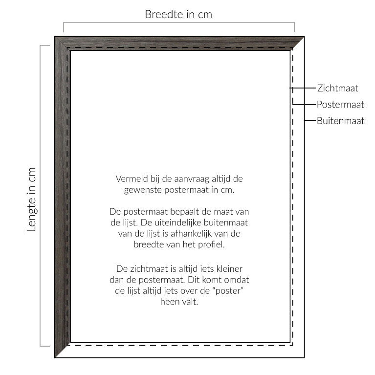 Wissellijst Hout Eiken Antraciet Breed - Maatwerk 