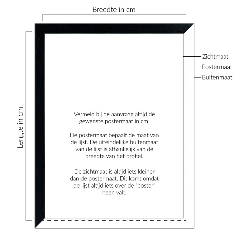 Wissellijst Hout Zwart Breed - Maatwerk Calculator