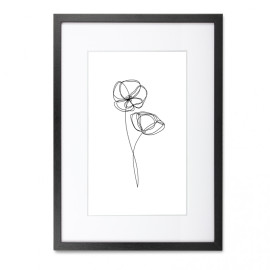 Wissellijst Hout Zwart 30x45cm- Lijntekening en Passepartout