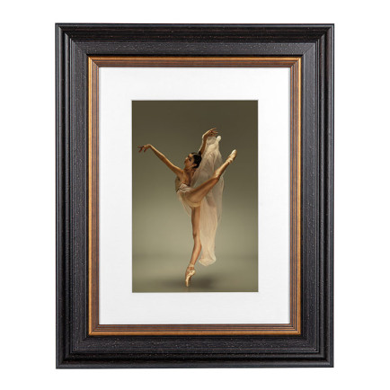 Fotolijst Mozart Zwart/Goud - Maatwerk Calculator - Art Print en Passe Partout