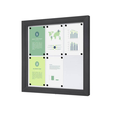 Informatiekast Buiten Whiteboard 6x A4 Breed Antracietgrijs